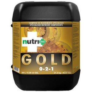 nutri+ GOLD Acide fulvique. Compatible avec tout engrais minéral ou organique Pour croissance et floraison. Élaboré à partir de substances humiques complexes issues de la léonardite. Excellent en application foliaire. · Accélère la tra